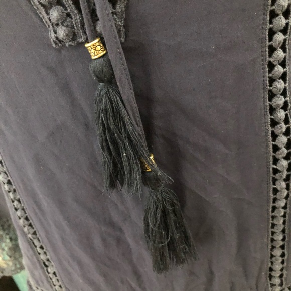 Navy Boho Peasant Tunic Blouse - Picture 8 of 10